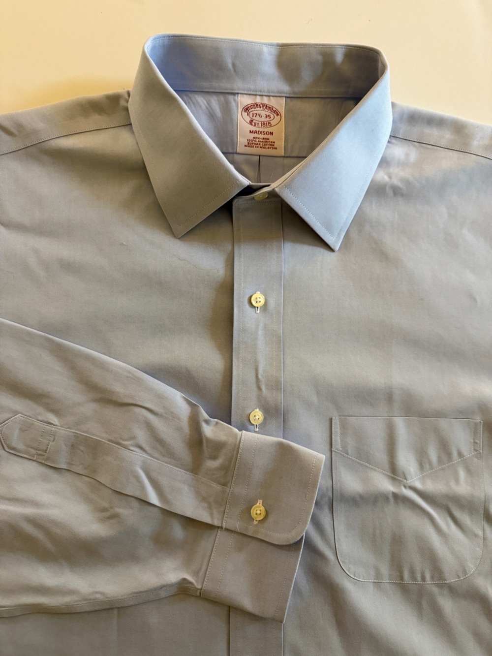 Brooks Brothers Madison Non-Iron Dress Shirt – Light Blue – 17.5 / 35